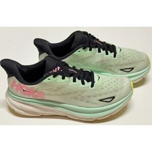 Hoka Clifton 9 Womens 9.5B Mint Green Pink Running Shoes 1127896 MNW Road Runner